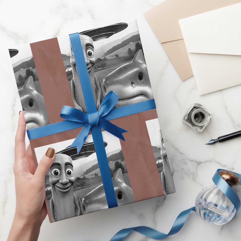 Funny Italian Brainrot Meme Wrapping Paper Roll Funny Tung Tung Tung Sahur Tralalero Tralala Selfie