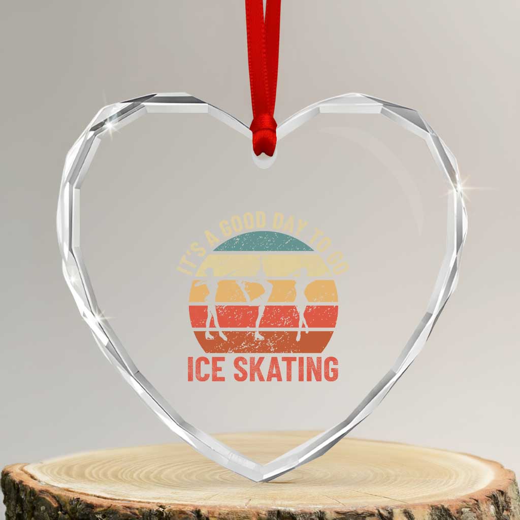 Funny It's A Good Day To Go Ice Skating Heart Crystal Glass Ornament - Wonder Print Shop