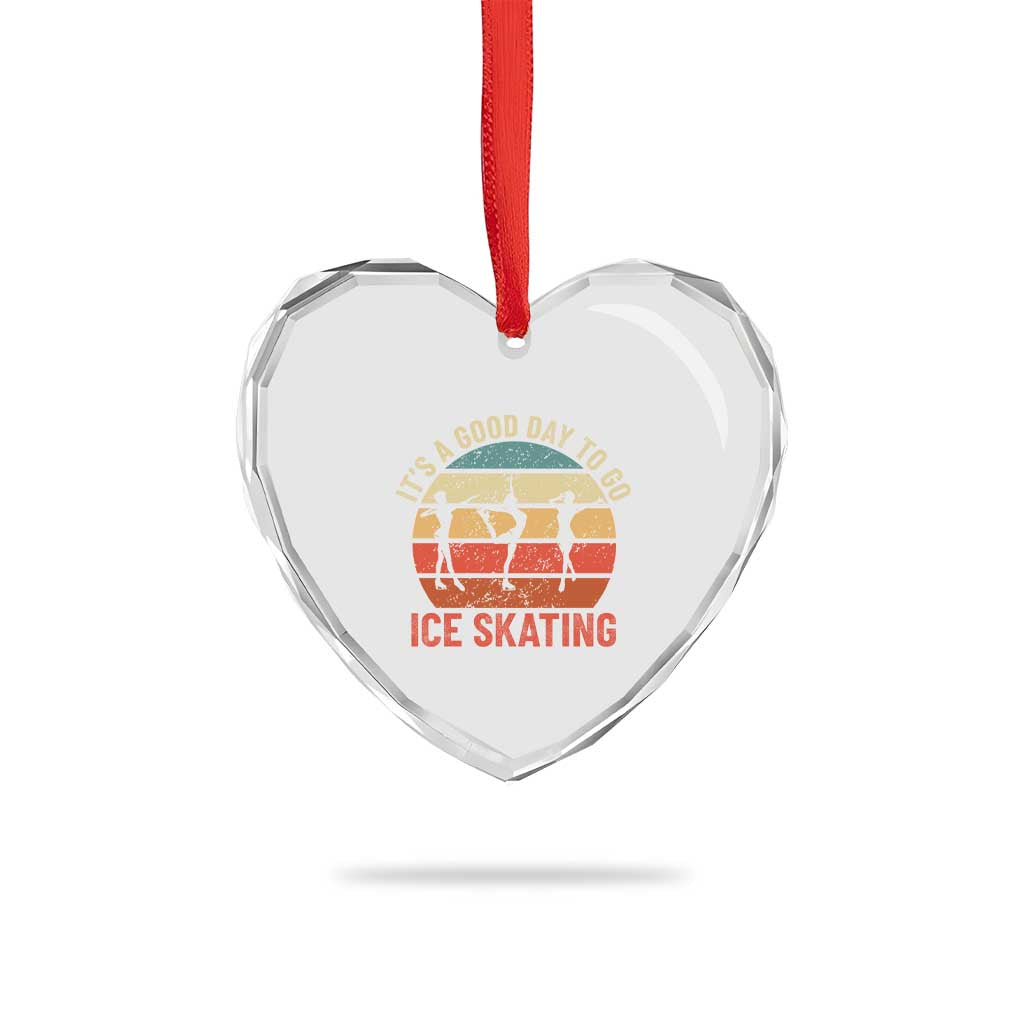 Funny It's A Good Day To Go Ice Skating Heart Crystal Glass Ornament - Wonder Print Shop