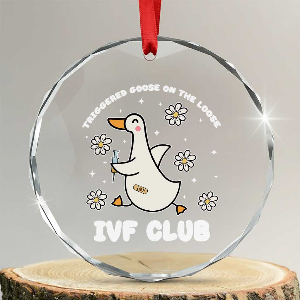 Funny IVF Crystal Glass Ornament Triggered Goose On The Loose Infertility Support Gift - Wonder Print Shop