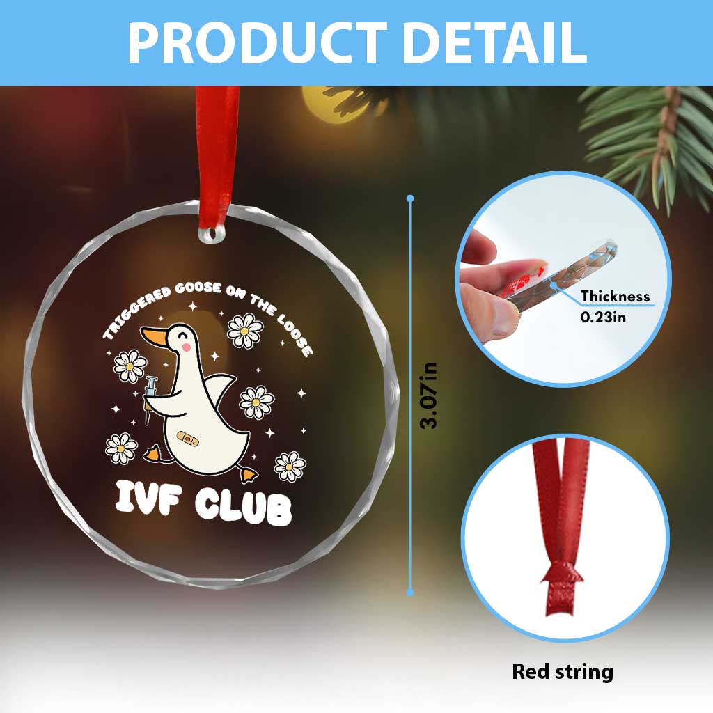 Funny IVF Crystal Glass Ornament Triggered Goose On The Loose Infertility Support Gift - Wonder Print Shop