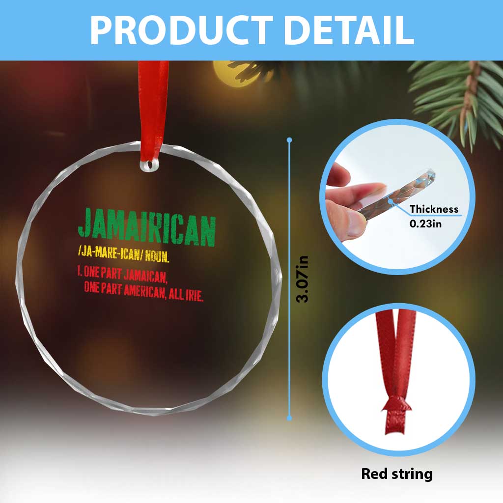 Funny Jamaican American Crystal Glass Ornament Retro Jamairican Roots - Wonder Print Shop