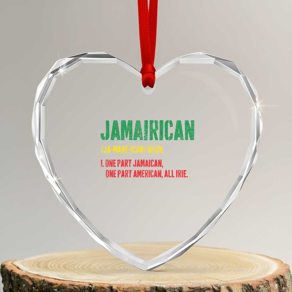 Funny Jamaican American Heart Crystal Glass Ornament Retro Jamairican Roots - Wonder Print Shop