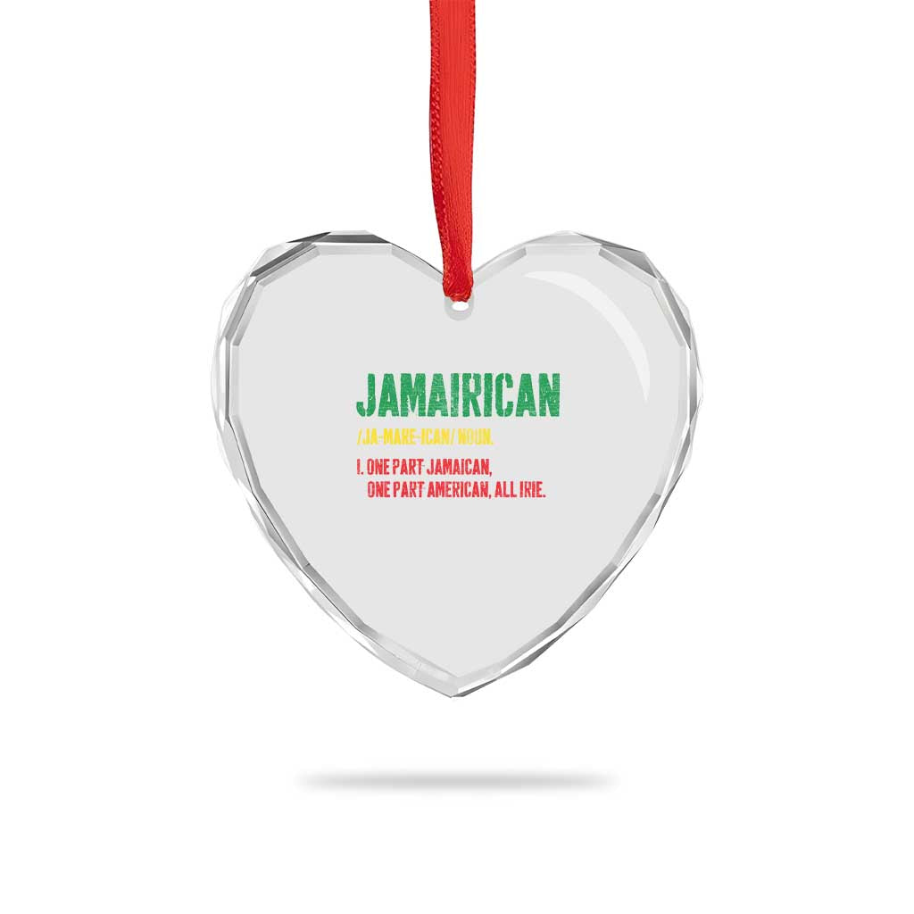 Funny Jamaican American Heart Crystal Glass Ornament Retro Jamairican Roots - Wonder Print Shop