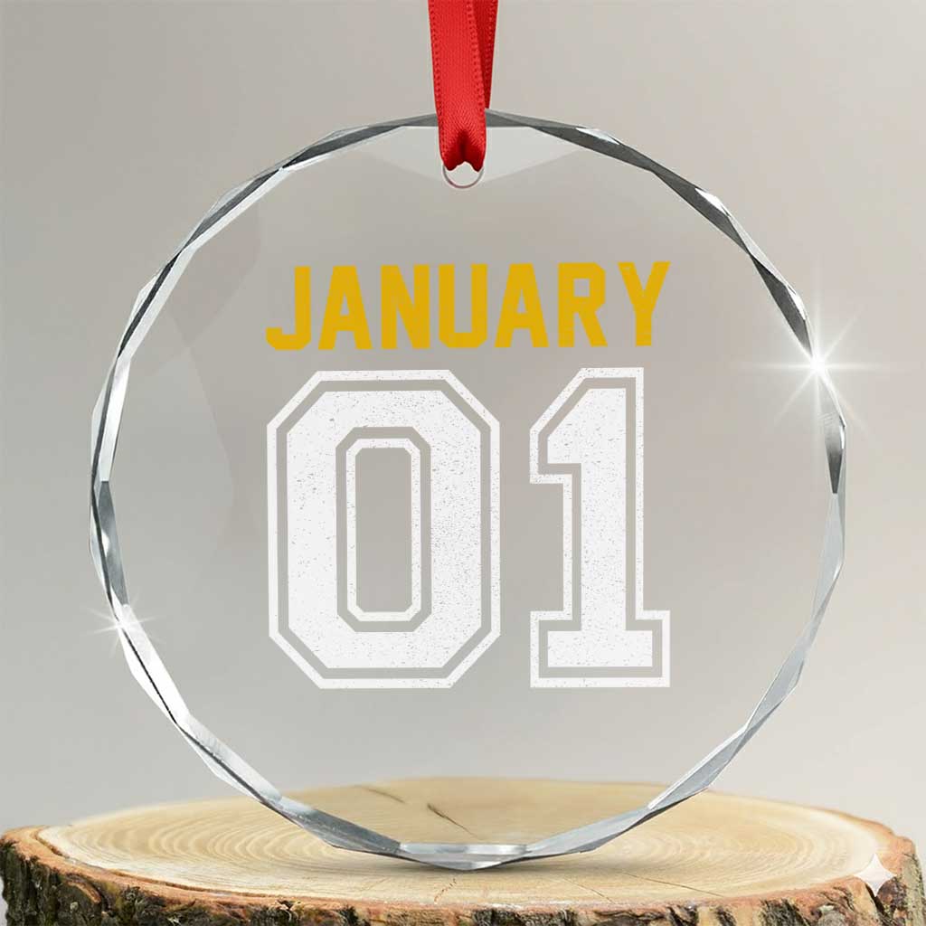 Funny January 01 New Years Eve Party Crystal Glass Ornament - Wonder Print Shop