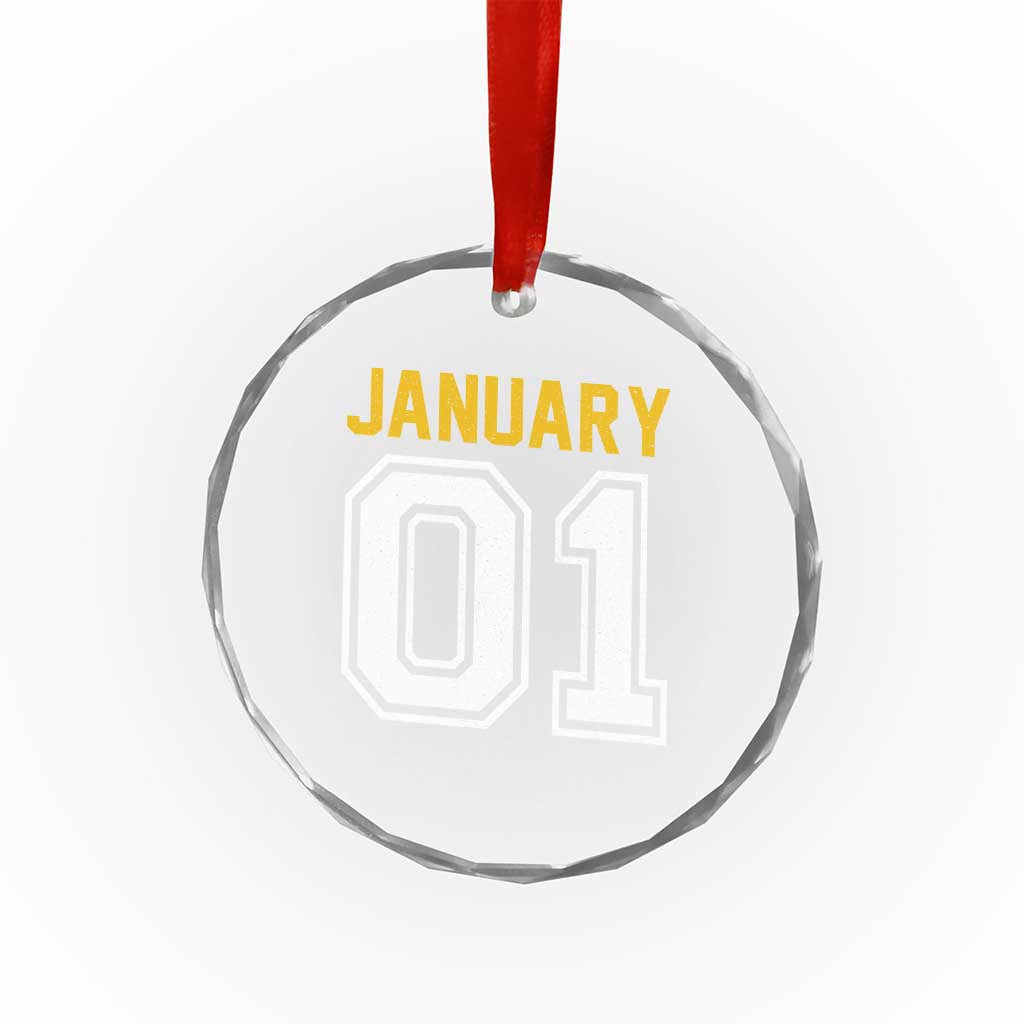 Funny January 01 New Years Eve Party Crystal Glass Ornament - Wonder Print Shop