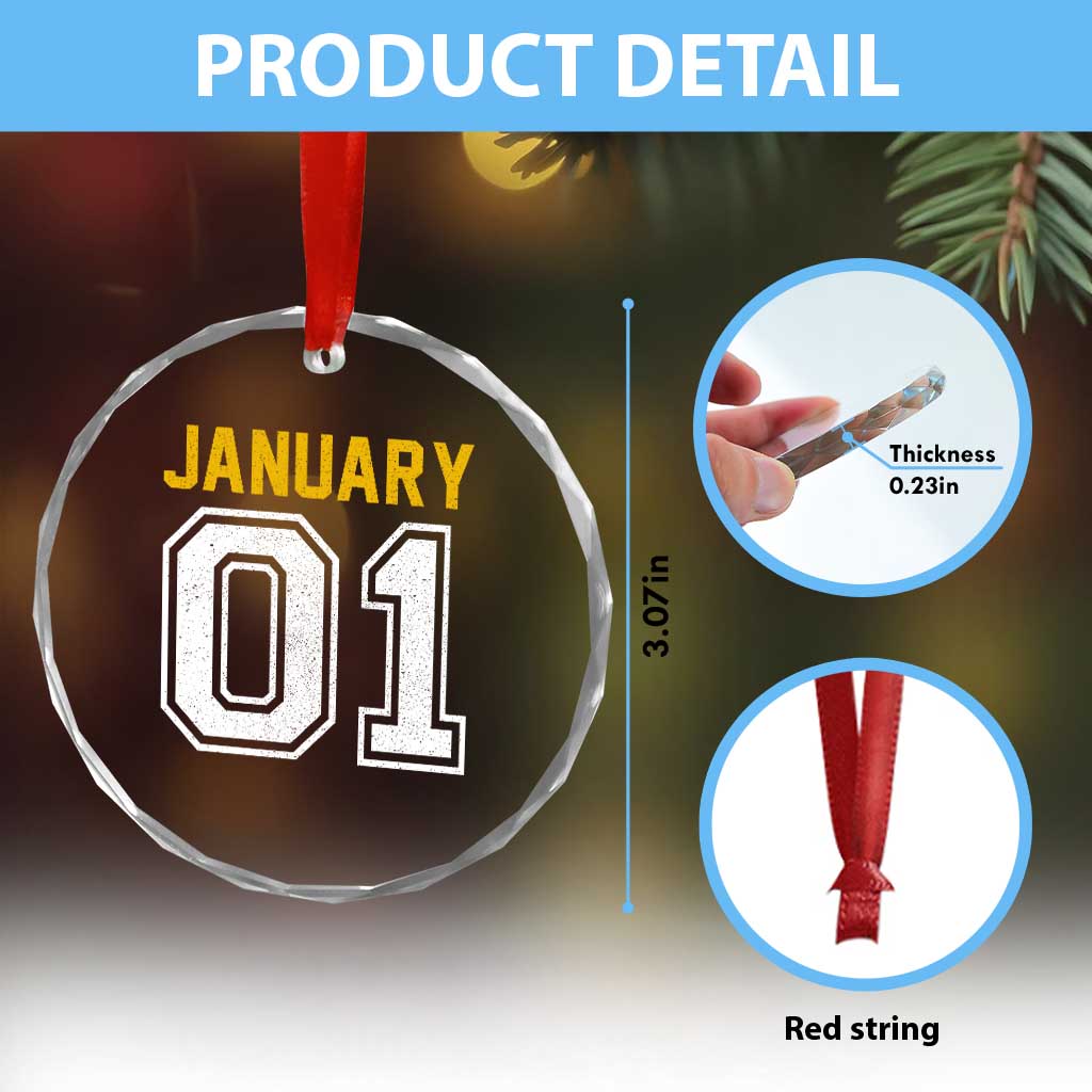 Funny January 01 New Years Eve Party Crystal Glass Ornament - Wonder Print Shop