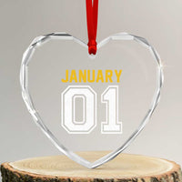 Funny January 01 New Years Eve Party Heart Crystal Glass Ornament - Wonder Print Shop