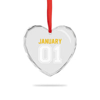 Funny January 01 New Years Eve Party Heart Crystal Glass Ornament - Wonder Print Shop