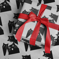 Funny Japanese Black Cat Is Watching You Wrapping Paper Roll Cat Lover