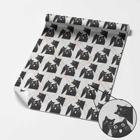 Funny Japanese Black Cat Is Watching You Wrapping Paper Roll Cat Lover