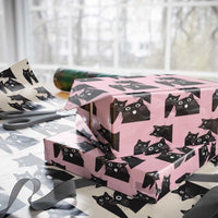 Funny Japanese Black Cat Is Watching You Wrapping Paper Roll Cat Lover