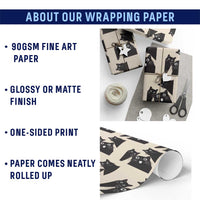 Funny Japanese Black Cat Is Watching You Wrapping Paper Roll Cat Lover