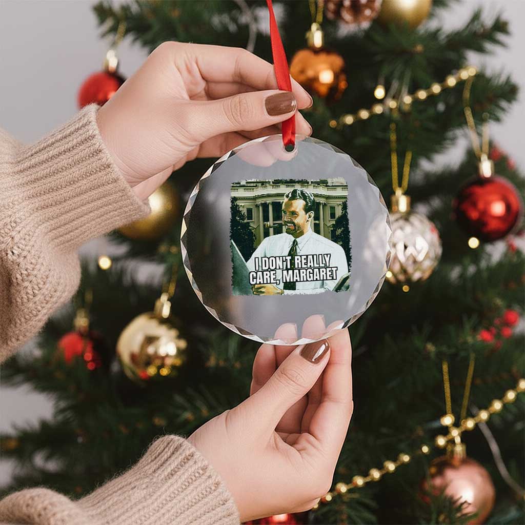 Funny JD Vance Interview Meme Crystal Glass Ornament I Don't Really Care Margaret - Wonder Print Shop