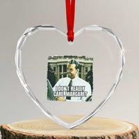 Funny JD Vance Interview Meme Heart Crystal Glass Ornament I Don't Really Care Margaret - Wonder Print Shop