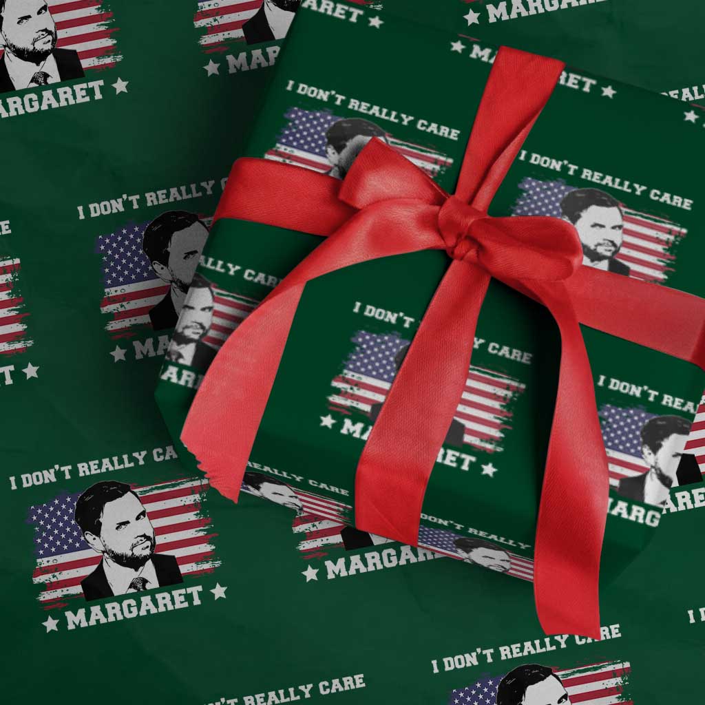 Funny JD Vance Wrapping Paper Roll I Don't Really Care Margaret American Flag - Wonder Print Shop