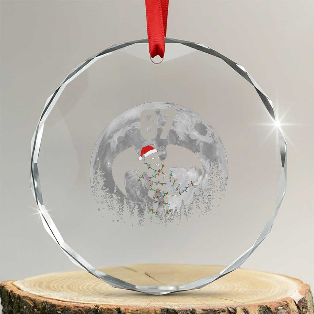 Funny Jersey Devil 67 Christmas Santa Hat Moon Night Stroll Crystal Glass Ornament - Wonder Print Shop