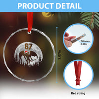Funny Jersey Devil 67 Christmas Santa Hat Moon Night Stroll Crystal Glass Ornament - Wonder Print Shop