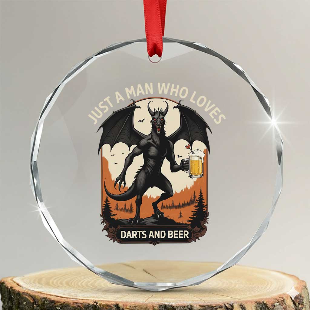 Funny Jersey Devil Loves Darts And Beer Crystal Glass Ornament Cryptid Lover Gift - Wonder Print Shop