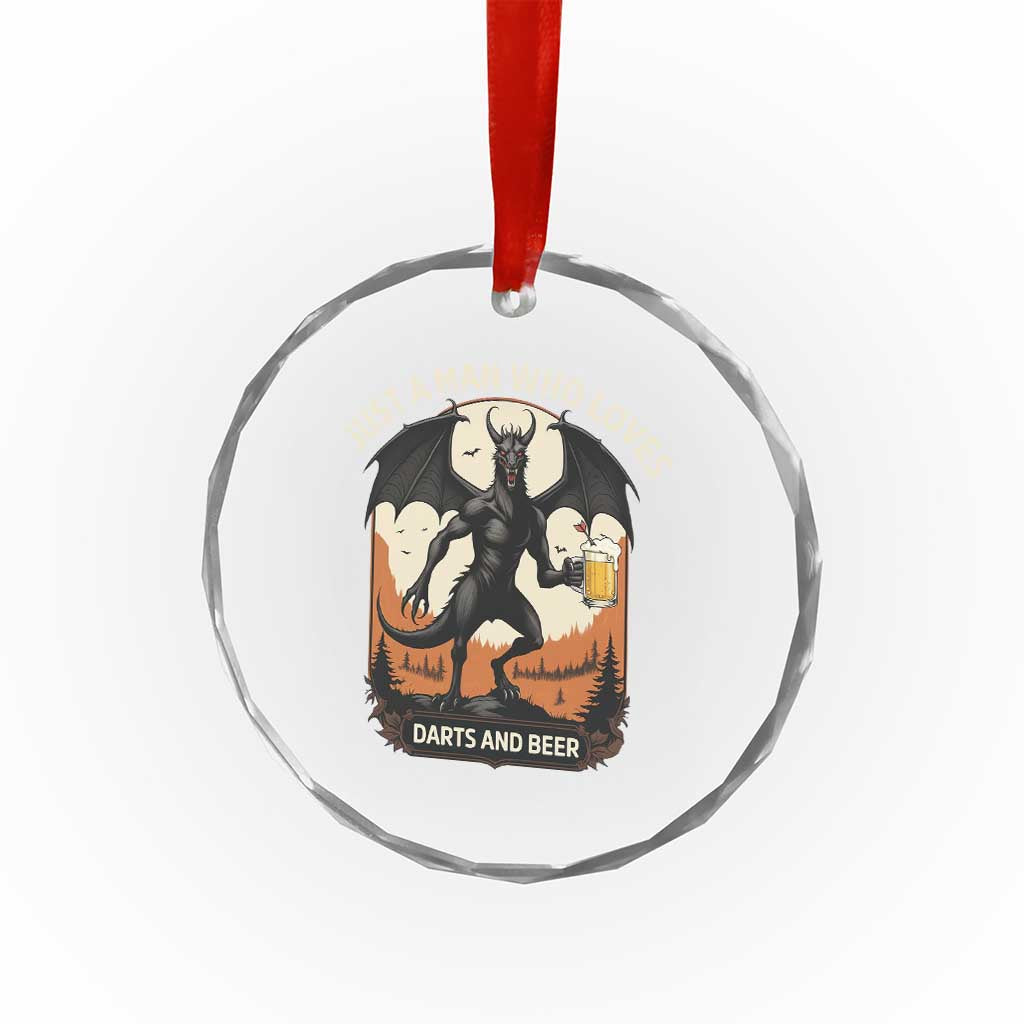 Funny Jersey Devil Loves Darts And Beer Crystal Glass Ornament Cryptid Lover Gift - Wonder Print Shop