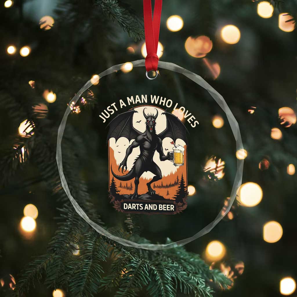Funny Jersey Devil Loves Darts And Beer Crystal Glass Ornament Cryptid Lover Gift - Wonder Print Shop