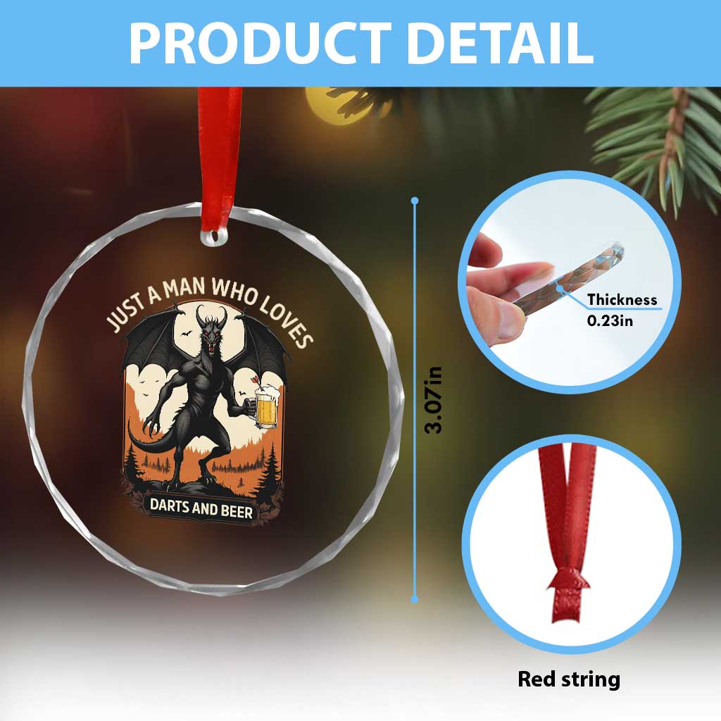 Funny Jersey Devil Loves Darts And Beer Crystal Glass Ornament Cryptid Lover Gift - Wonder Print Shop