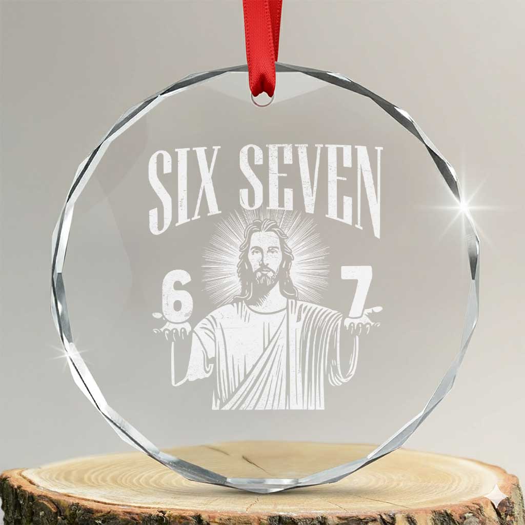 Funny Jesus 67 Crystal Glass Ornament God Six Seven Meme Religious Christian - Wonder Print Shop