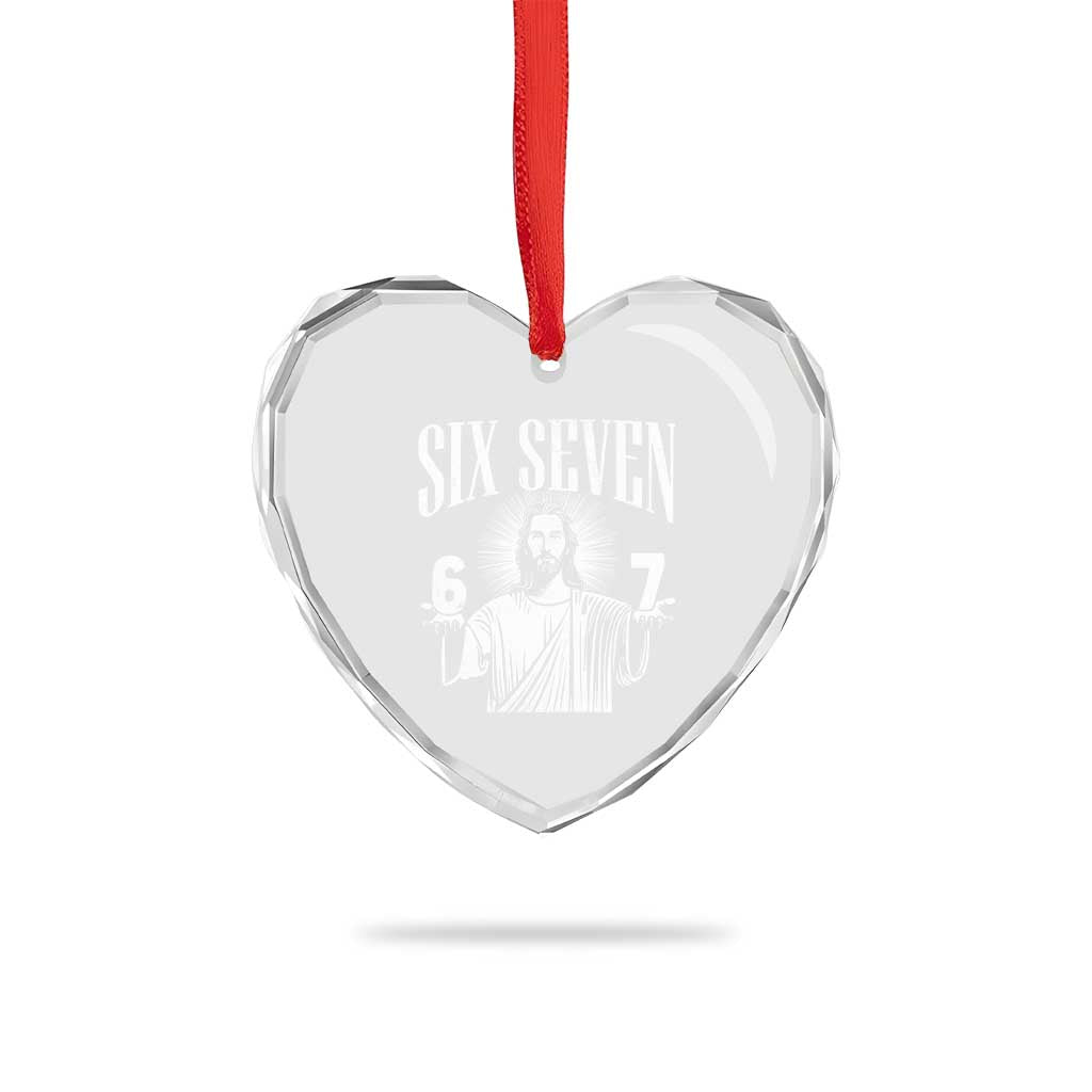 Funny Jesus 67 Heart Crystal Glass Ornament God Six Seven Meme Religious Christian - Wonder Print Shop