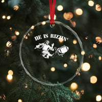 Funny Jesus American Football He Is Rizzin' Meme Crystal Glass Ornament - Wonder Print Shop