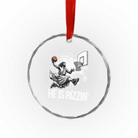 Funny Jesus Basketball Crystal Glass Ornament He Is Rizzin Sport Player Meme TS11