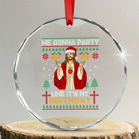 Funny Jesus Birthday Crystal Glass Ornament We Gonna Party Like It's My Birthday Xmas TS09