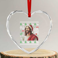 Funny Jesus Birthday Heart Crystal Glass Ornament All the Cool People Are Born in December - Wonder Print Shop