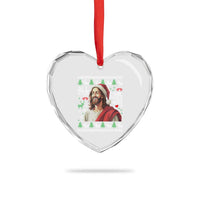 Funny Jesus Birthday Heart Crystal Glass Ornament All the Cool People Are Born in December - Wonder Print Shop