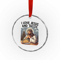 Funny Jesus Christian Christmas Crystal Glass Ornament I Love Jesus And Tacos - Wonder Print Shop