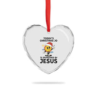 Funny Jesus Christian Christmas Heart Crystal Glass Ornament Today Is Good Mood Is Sponsored By Jesus - Wonder Print Shop