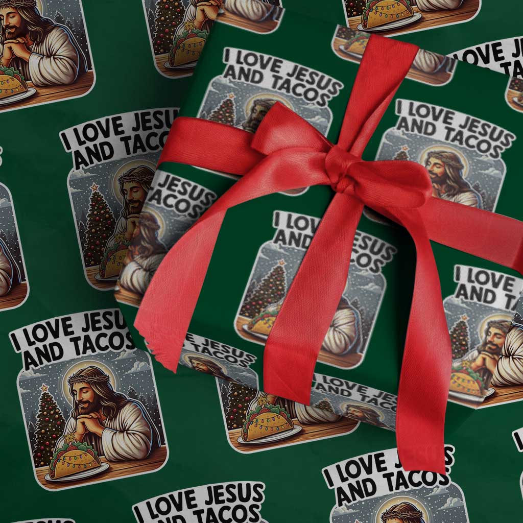 Funny Jesus Christian Christmas Wrapping Paper Roll I Love Jesus And Tacos - Wonder Print Shop