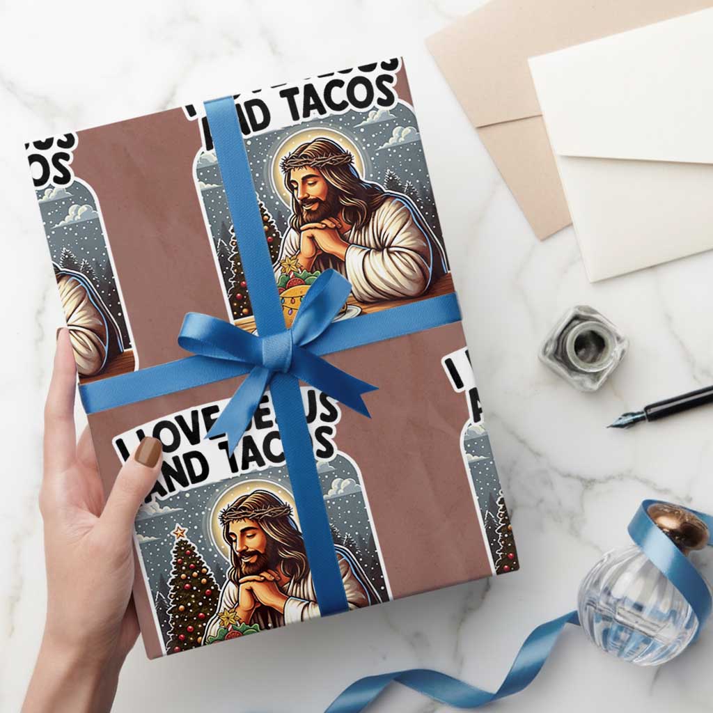 Funny Jesus Christian Christmas Wrapping Paper Roll I Love Jesus And Tacos - Wonder Print Shop