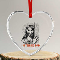 Funny Jesus Christian Meme Heart Crystal Glass Ornament I Am Telling Dad