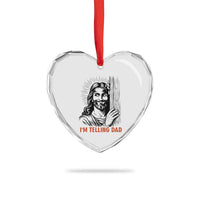 Funny Jesus Christian Meme Heart Crystal Glass Ornament I Am Telling Dad