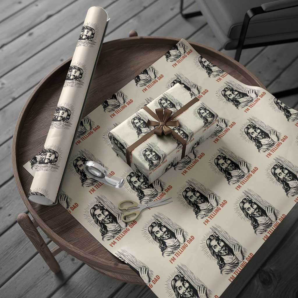 Funny Jesus Christian Meme Wrapping Paper Roll I Am Telling Dad