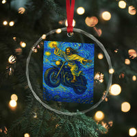 Funny Jesus Christian Motorcycle Crystal Glass Ornament Starry Night Van Gogh Biker TS14