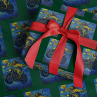 Funny Jesus Christian Motorcycle Wrapping Paper Roll Starry Night Van Gogh Biker - Wonder Print Shop