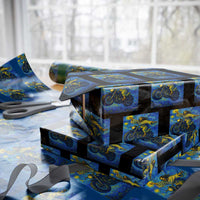 Funny Jesus Christian Motorcycle Wrapping Paper Roll Starry Night Van Gogh Biker - Wonder Print Shop