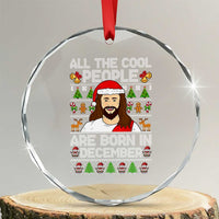 Funny Jesus Christmas December Birthday Crystal Glass Ornament Ugly Xmas - Wonder Print Shop