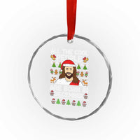 Funny Jesus Christmas December Birthday Crystal Glass Ornament Ugly Xmas - Wonder Print Shop