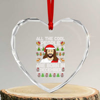 Funny Jesus Christmas December Birthday Heart Crystal Glass Ornament Ugly Xmas - Wonder Print Shop