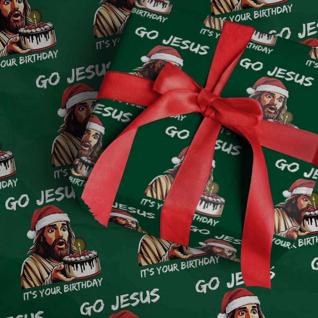 Funny Jesus Christmas Wrapping Paper Roll Go Jesus It Is Your Birthday - Wonder Print Shop