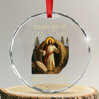 Funny Jesus Crystal Glass Ornament Coming Out Of My Cave And I've Been Doing Just Fine TS02