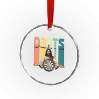 Funny Jesus Dart Player Sunset Retro Vintage Crystal Glass Ornament Christian Dartist Gift - Wonder Print Shop