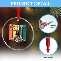 Funny Jesus Dart Player Sunset Retro Vintage Crystal Glass Ornament Christian Dartist Gift - Wonder Print Shop